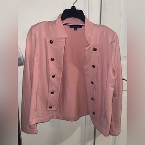 Tommy Hilfiger Size Large Pink Blazer Button Coat with Shoulder Pads